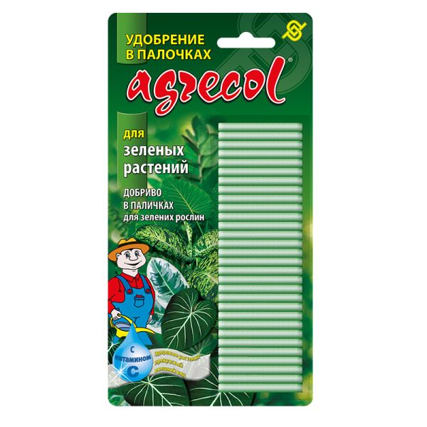 Добриво в паличках для декоративно-листяних рослин з вітаміном С 12-6-8 Agrecol, 30 шт
