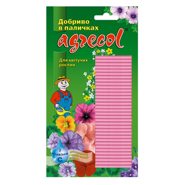 Добриво в паличках для квітучих рослин з вітаміном С 8-10-14 Agrecol, 30 шт